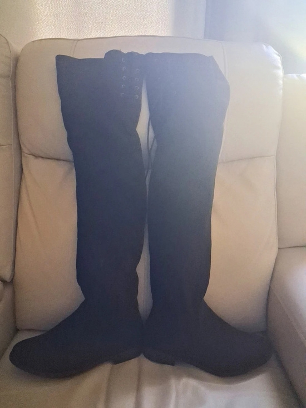 Women's Black Lace-Up Over-the-Knee Boots
